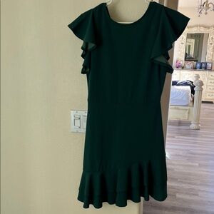 Elegant Green Ruffle Sleeve Dress